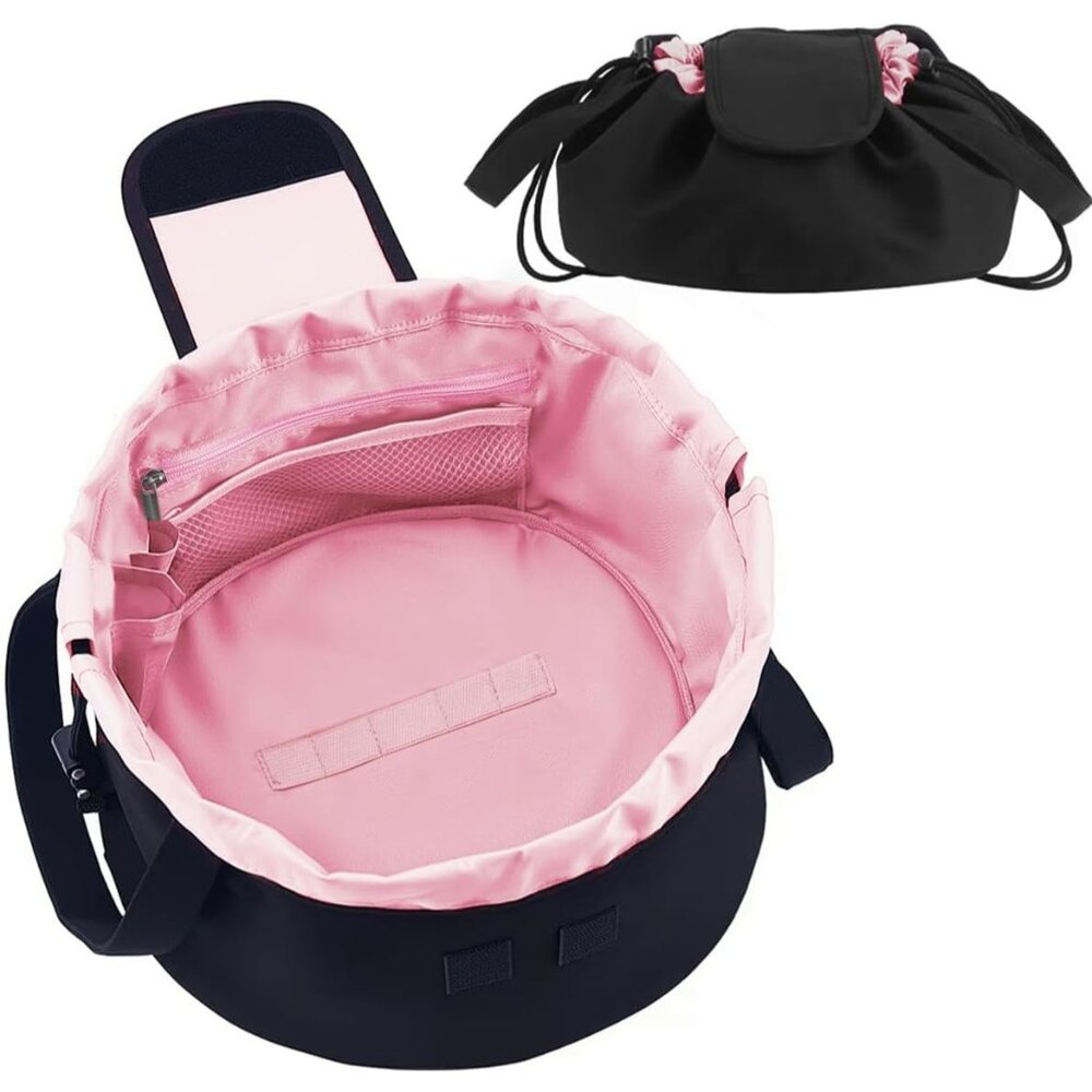 Large Capacity Lay Flat Drawstring Makeup Bag - W… - image 1